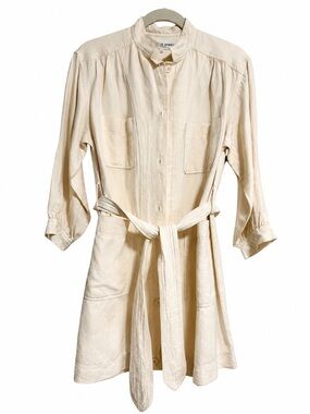 Apiece Apart Cream Button-Front Shirt Dress